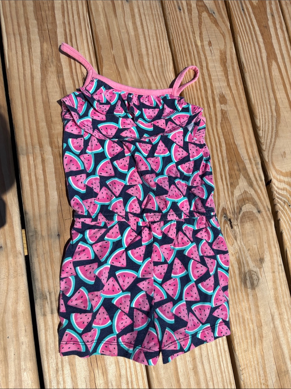 healthtex Pink & Teal Watermelon-Print Girls Romper